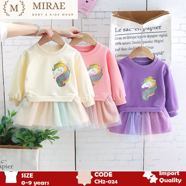 Dress unicorn anak perempuan/sweaterdress anak perempuan rok tutu anak perempuan import/suwiter anak