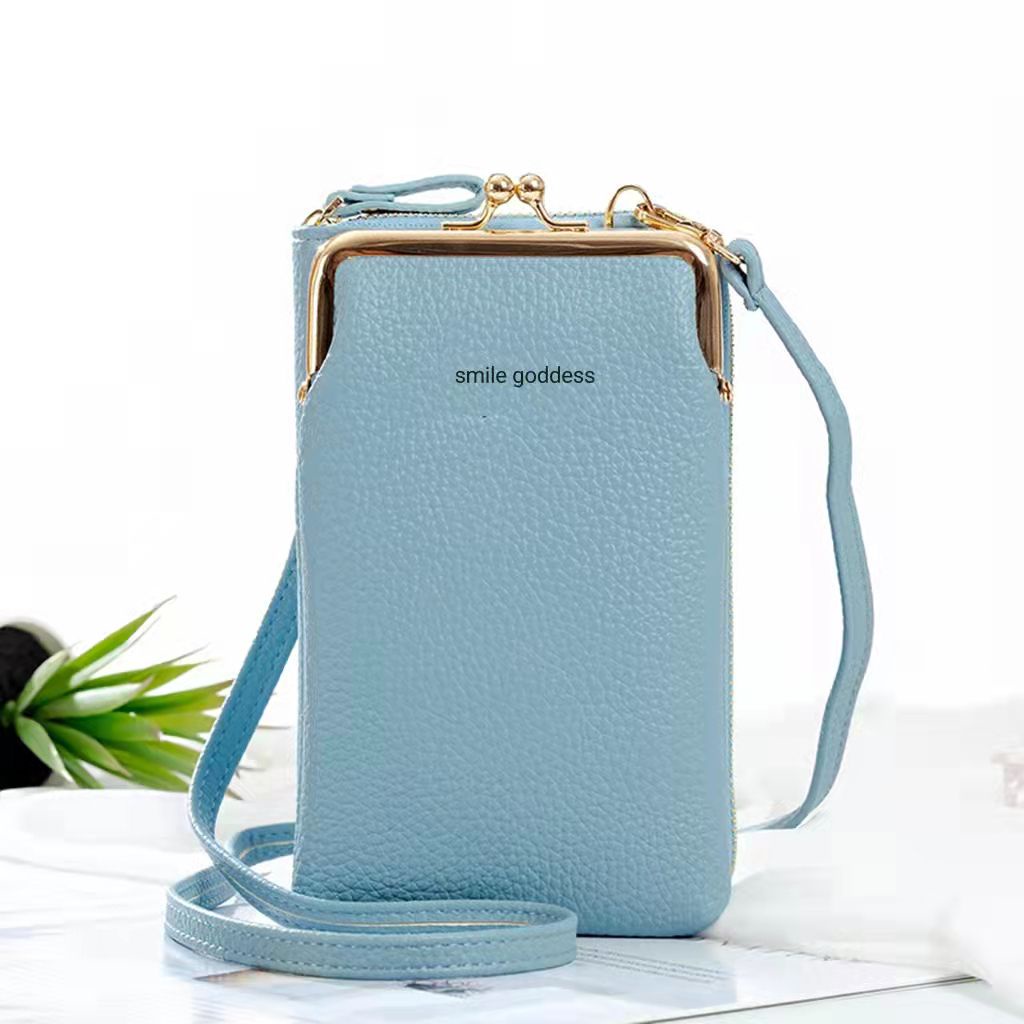 TASBLUE Tas ponsel wanita multifungsi suspender bag model korea impor T145 mengimpor tas suspender kulit / dompet HP bahu cross-body panjang dompet wanita