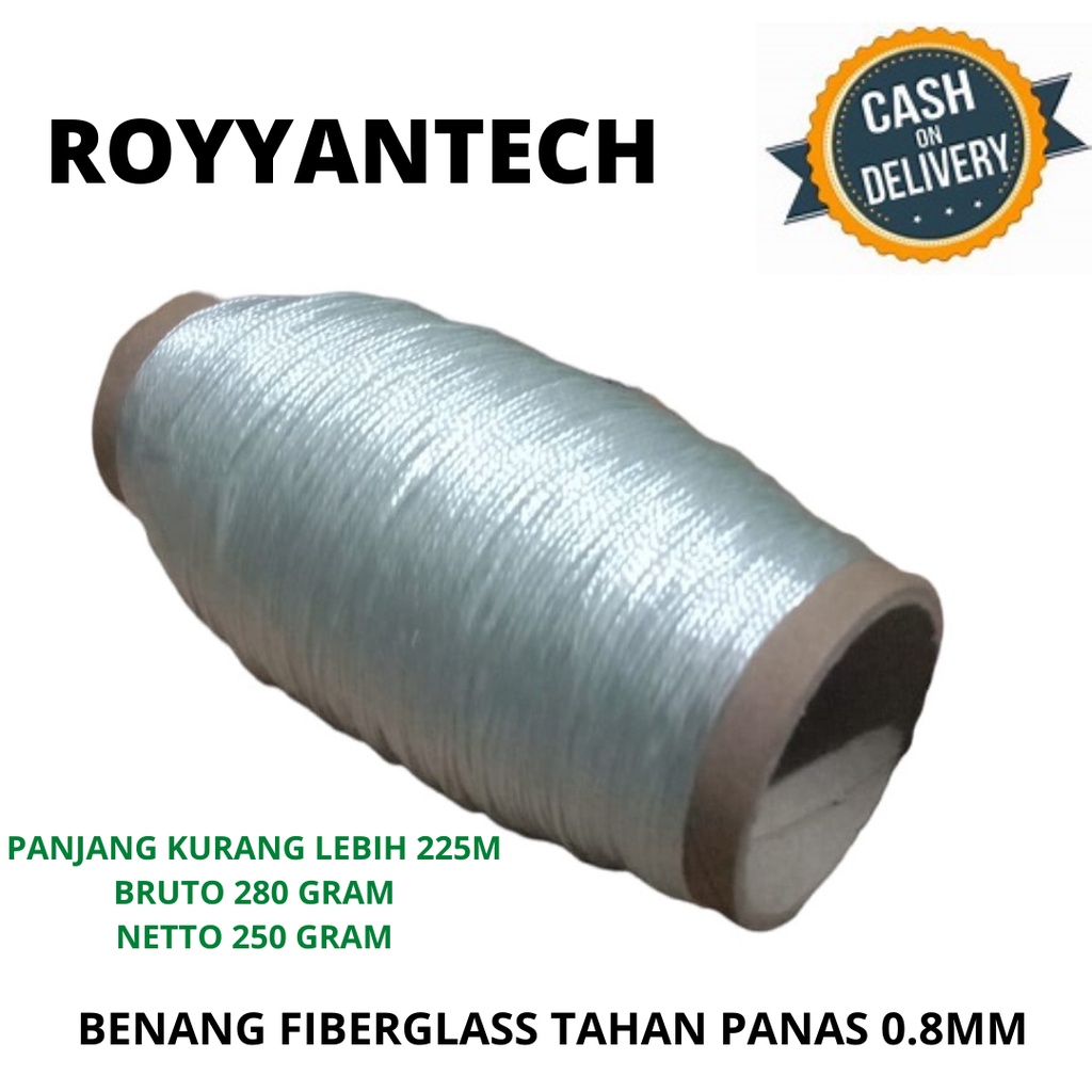 BENANG FIBERGLASS 0.8MM TALI TAHAN API 0.8 MM BENANG FIBER 0.8 MILIMETER