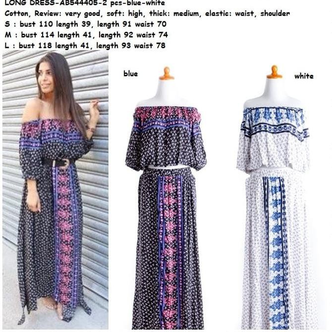 promo sexy long dress maxi boho bohemian sabrina pantai putih korea import terbaru