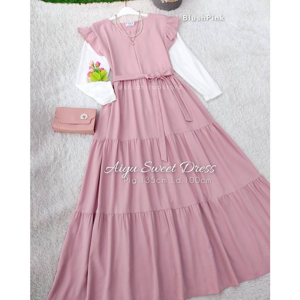 Aiyu Sweet Dress /Baju Remaja Wanita /pakaian wanita/kekinianAiyu /Dress/korea style/Terbaru/ Termurah Viral 2021