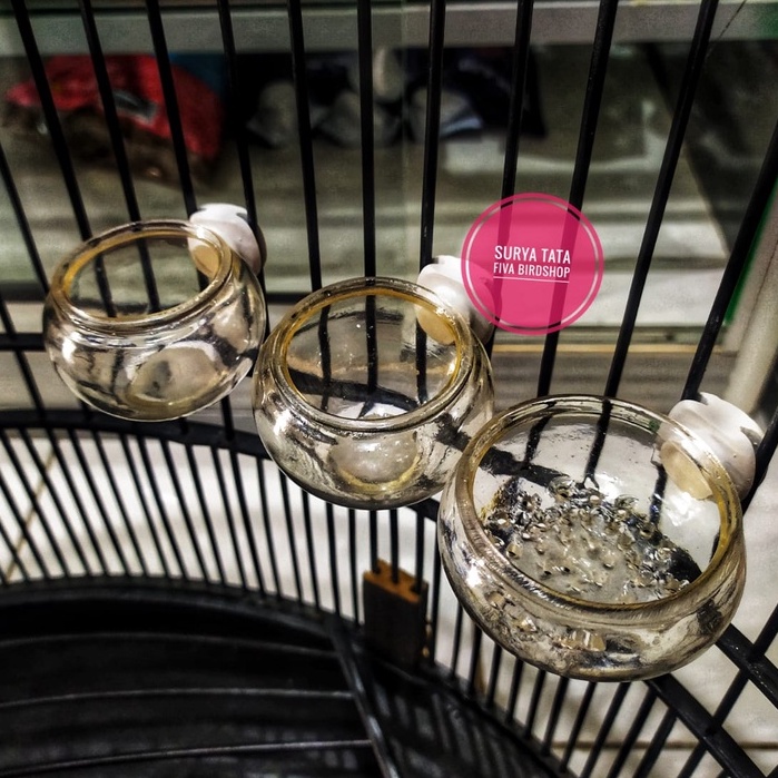 Cepuk Ebod Jaya Fiber cepuk tempat pakan & minum 1set isi 3 pcs untuk sangkar semua jenis burung