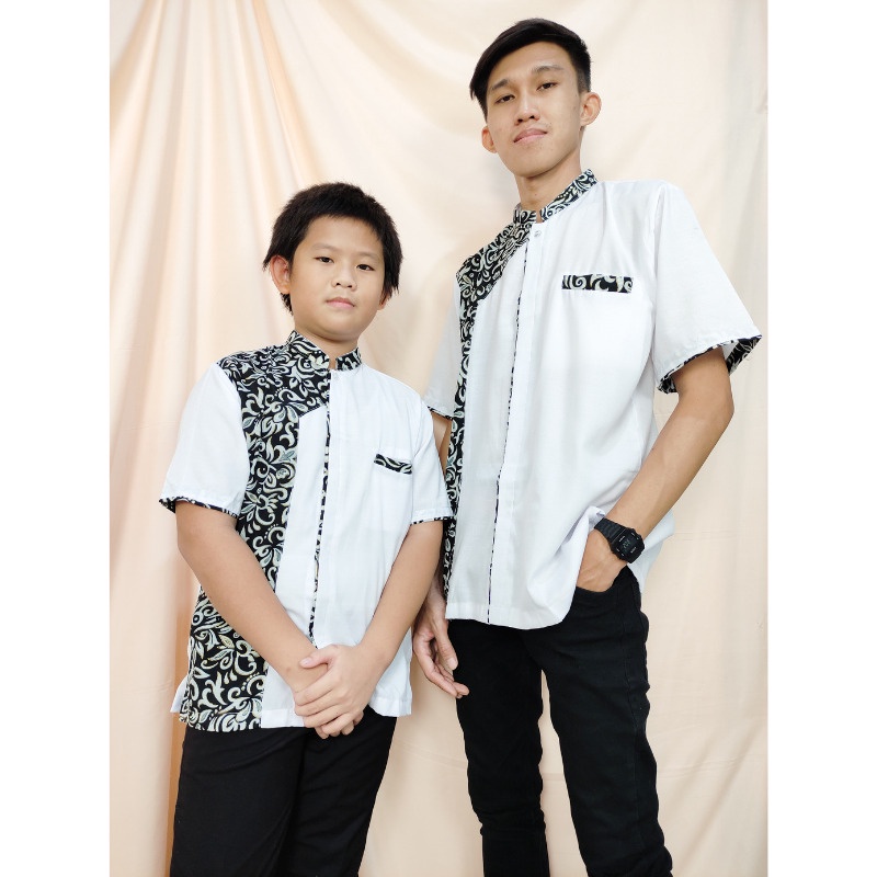 SB Collection Couple Atasan Baju Muslim Negfo Koko Kemeja Batik Modern Anak Dan Ayah