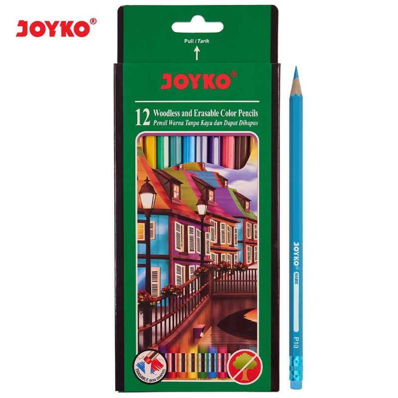 Pensil Warna joyko ada penghapus pensil warna Erasable joyko Color Pencils Hexagonal Grip