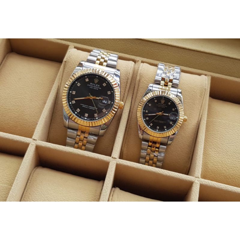 Best Seller  Jam Tangan Couple//Pasangan Rolex Mata Tanggal Aktif
