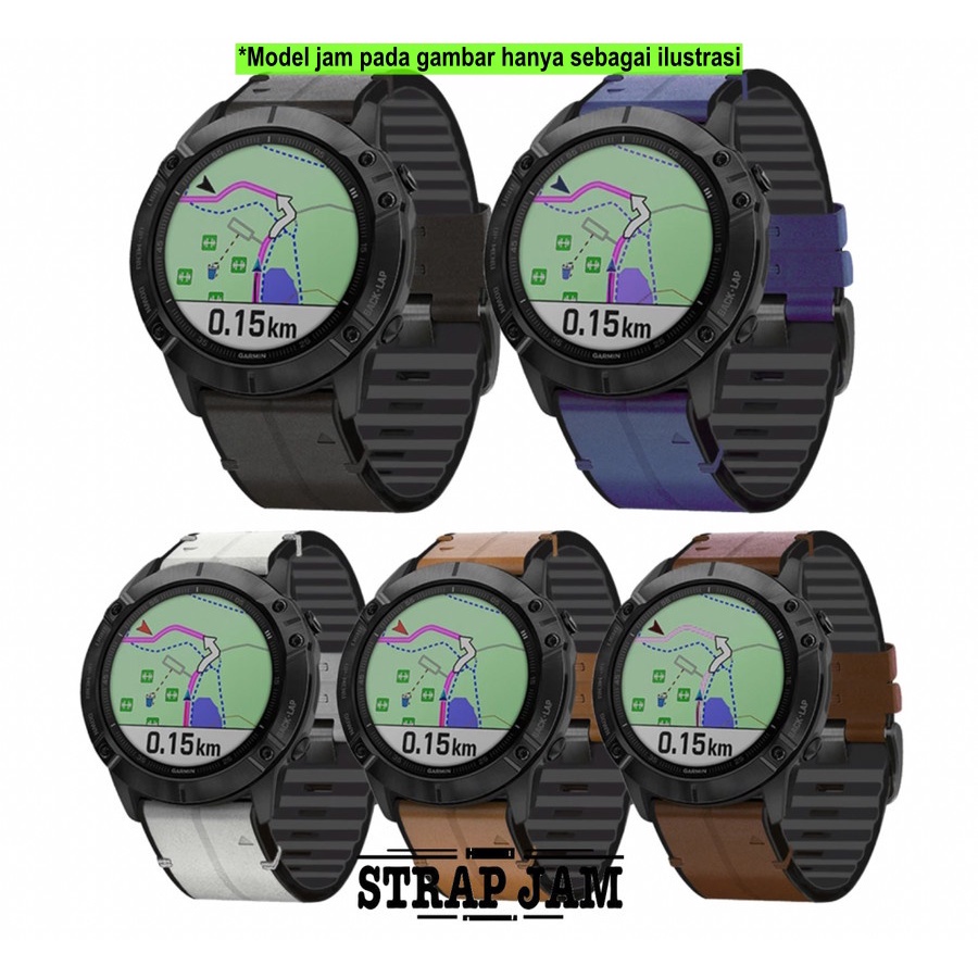 Strap Garmin Forerunner 955 - Tali Jam Quick Fit 22mm Hybrid Dual Layer Leather Plus Rubber