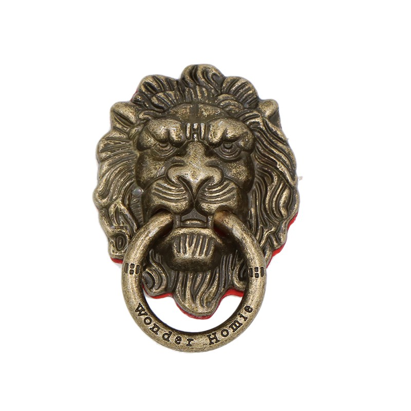 Ring Holder Hp Bentuk Kepala Singa Bahan Metal Gaya Vintage