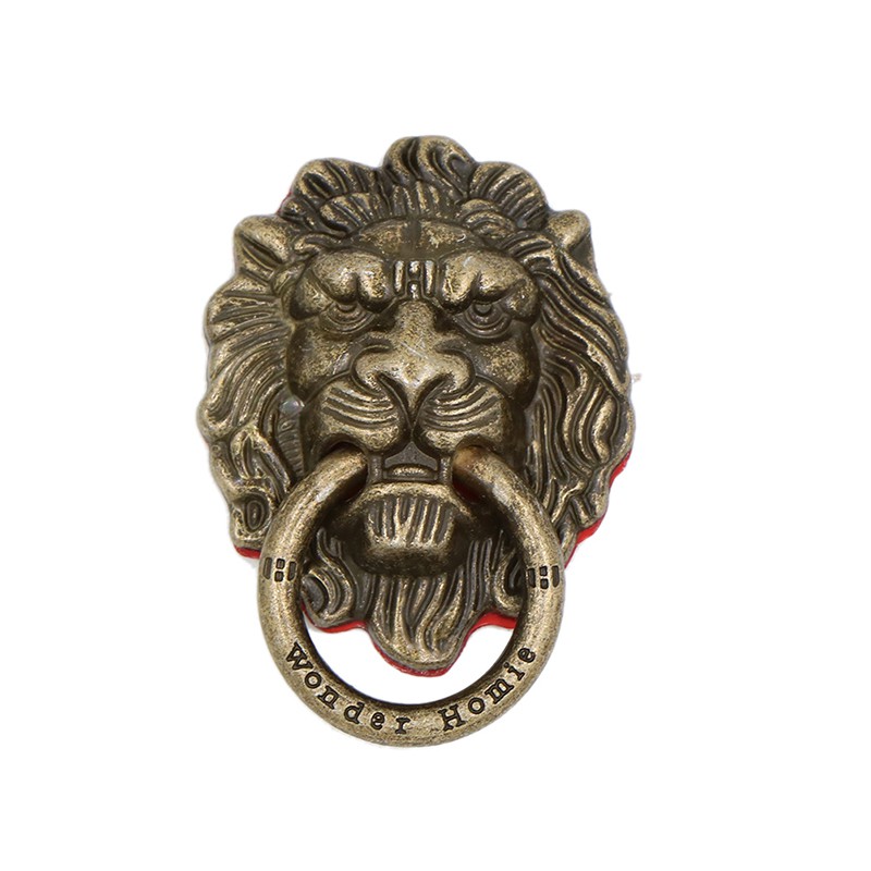 Ring Holder Hp Bentuk Kepala Singa Bahan Metal Gaya Vintage