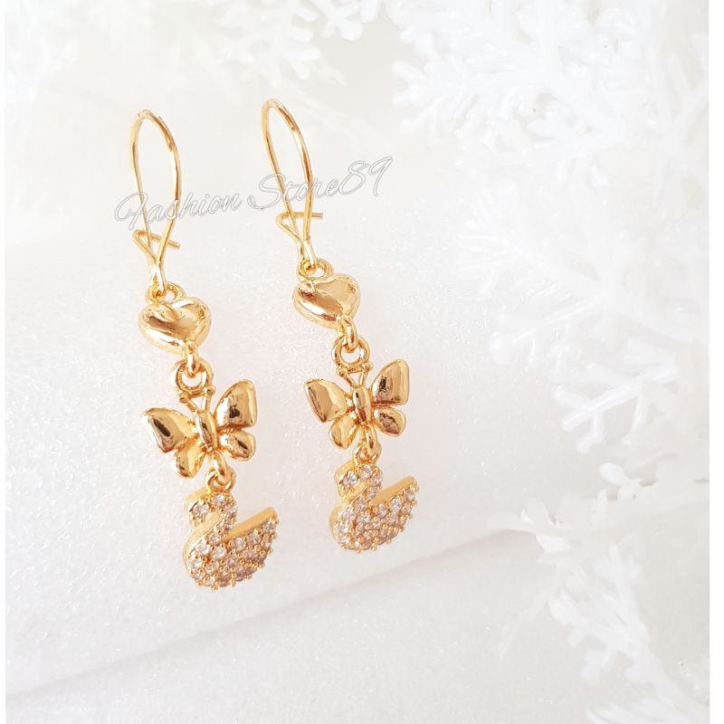 Anting Jurai Panjang Pita Tingkat Impor Fashion Yaxiya Xuping Perhiasan impor lapis emas 18k Bestquality premium