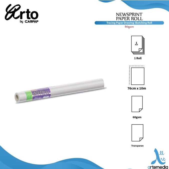 

ARTO Tracing Paper Roll - 60gsm 30'X10M ---READY---