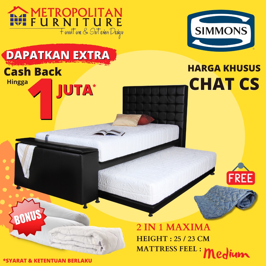 Springbed SIMMONS 2in1 Maxima FULL SET Kasur Spring bed Sorong / Ranjang anak / Tempat tidur