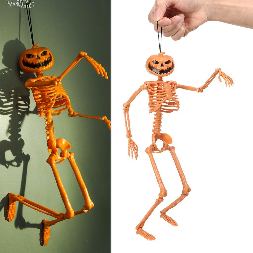 Solighter Halloween Kerangka Manusia Gantungan Kunci Dekorasi Rumah Hantu Properti Fotografi Model Tulang