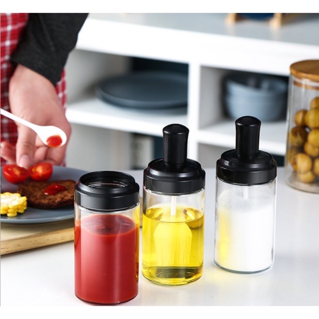 TEMPAT BUMBU BOTOL BUMBU SET SENDOK TEMPEL DI TUTUP TOPLES BUMBU DAPUR