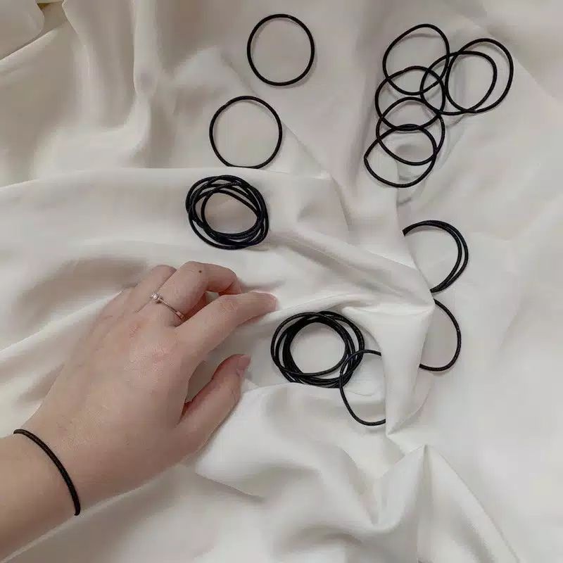 Gelang Karet Polos Hitam Gelang Pria Wanita Unisex Aksesoris Gelang Tali