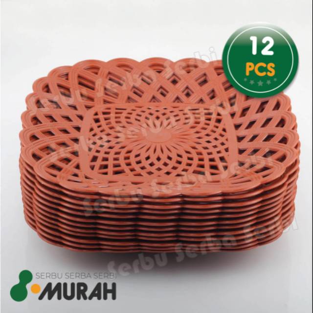 Piring rotan plastik kotak