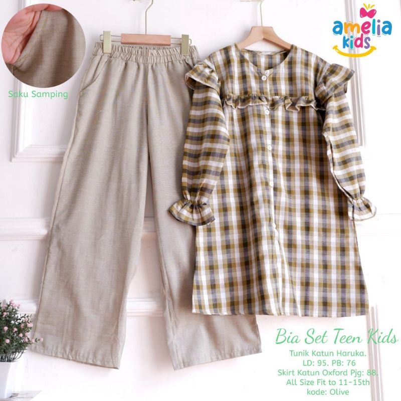 BIA SET / SETELAN ANAK AMELIA KIDS / FASHA KIDS / BAJU SETELAN MUSLIM ANAK setelan anak muslim 10-14