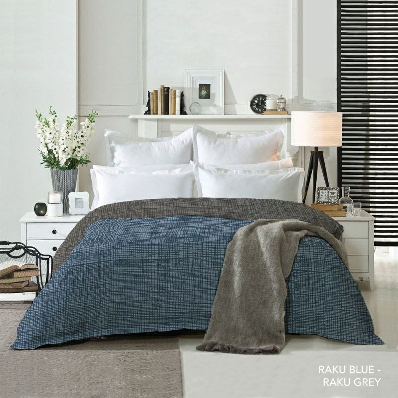 King Rabbit Bed Cover Single Motif Bamboo Raku Blue