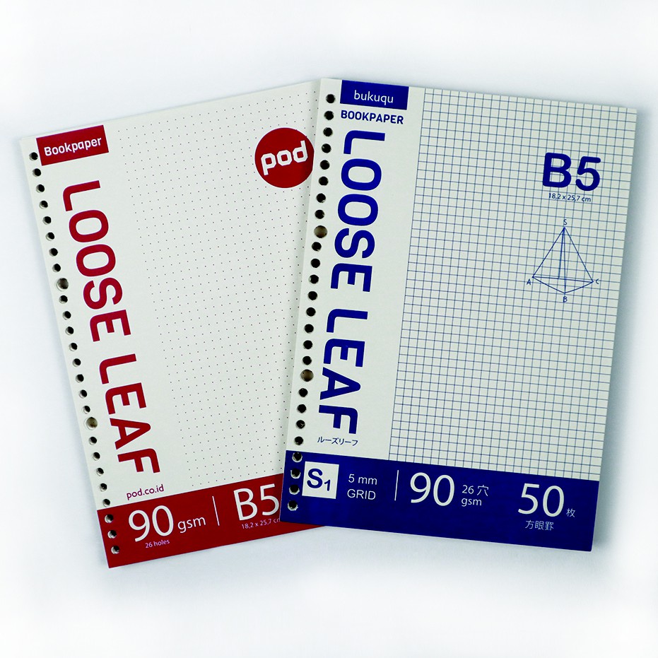 Bookpaper B5/ Dotted/ Grid/ Loose Leaf Kertas Binder/ Isi 