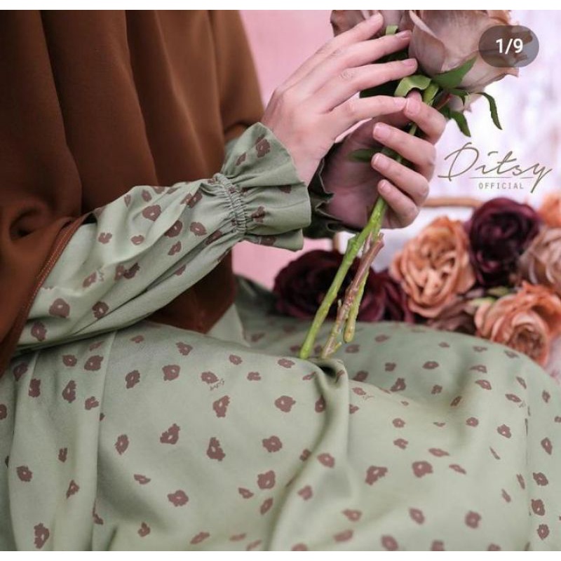 Gamis Ditsy Kekinian Terbaru 2022 Hannele Green Nightgown Viscose premium