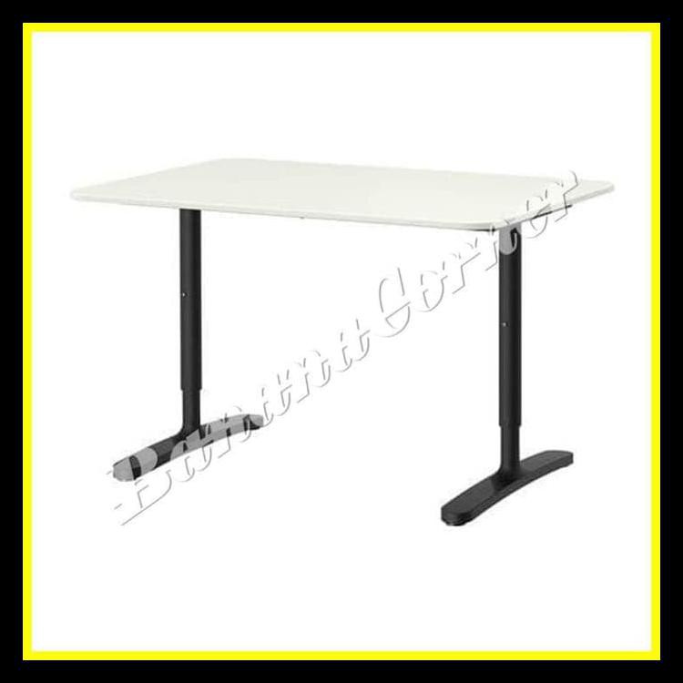 Diskon Ikea Bekant Meja Kerja 120X80 Cm - Putih- Hitam Terjamin