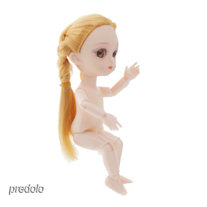 Modern Girl Body Model 16cm 13 Joints Nude Girl Doll Accessories Blond Braid