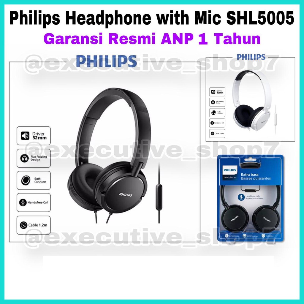 Philips Headphone with Mic SHL5005 - Garansi Resmi ANP 1 Tahun