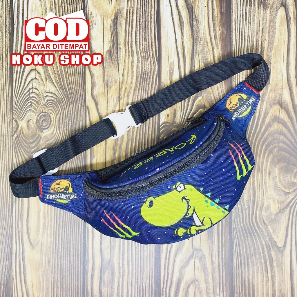 NOKU - Tas Selempang Anak / Waistbag Bumbag Karakter Motif DINO