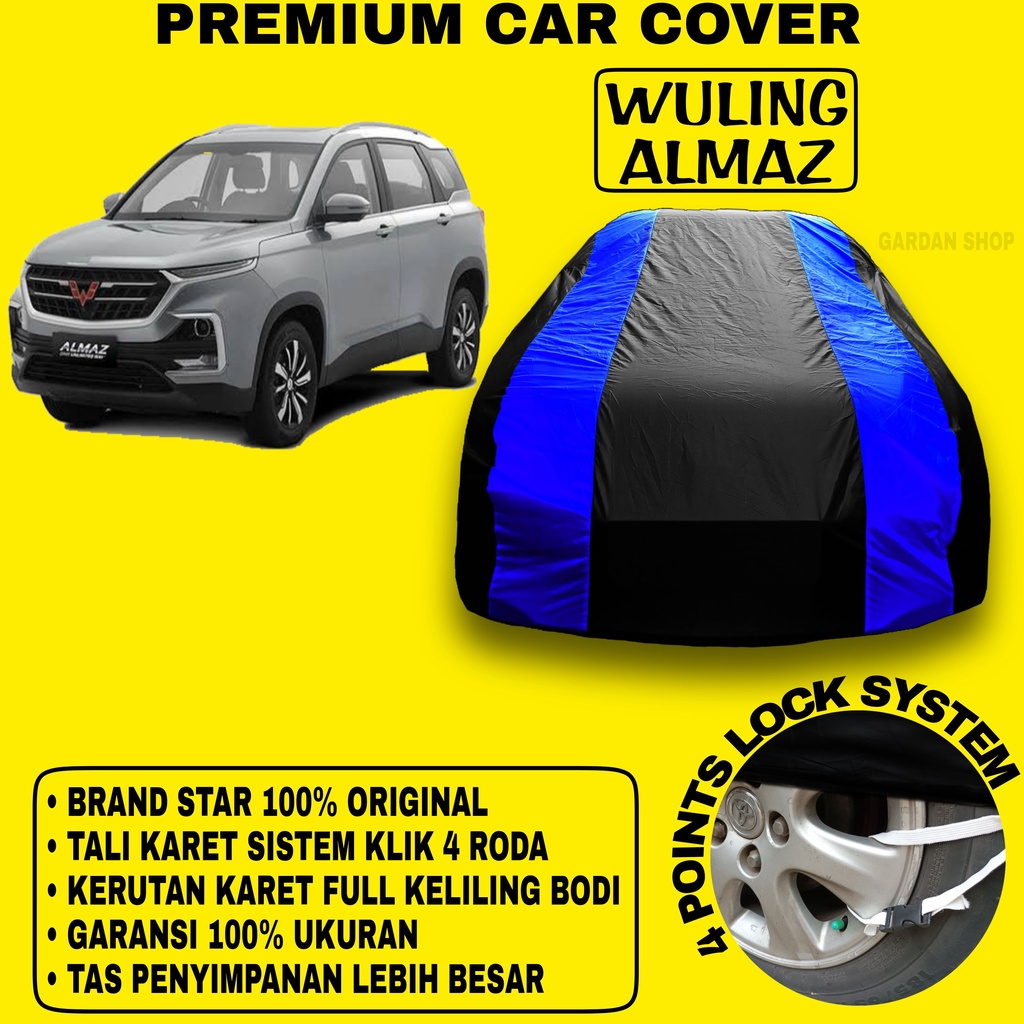 Body Cover WULING ALMAZ Sarung Strip BIRU Penutup Pelindung Selimut Bodi Mobil Almaz PREMIUM Blue