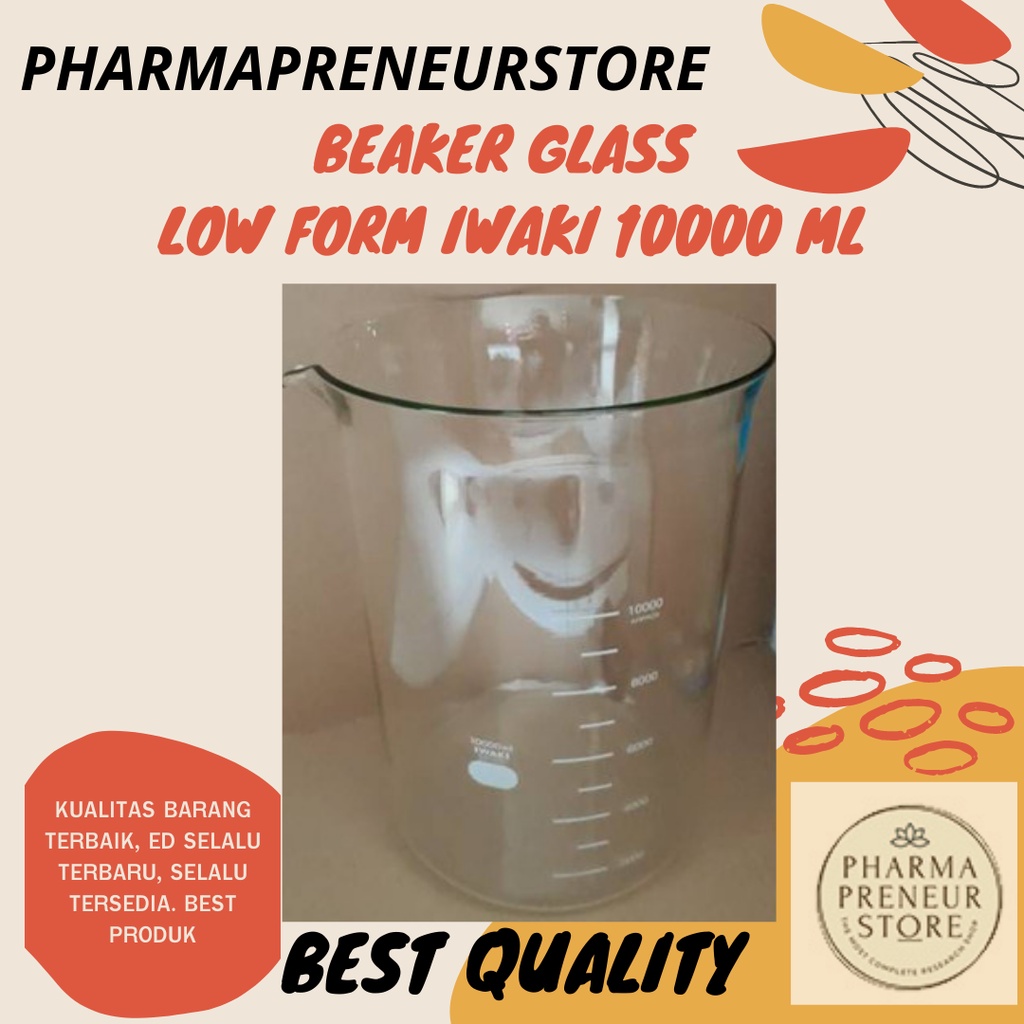 BEAKER GLASS LOW FORM IWAKI 10000 ML / 10 LITER 1000BK10000 BEST PRODUCT BEST QUALITY