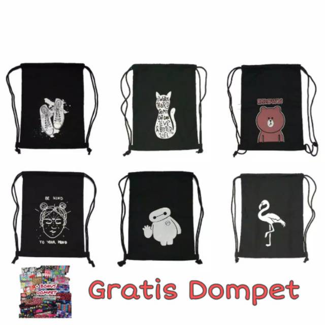 NEW STRINGBAG KPOP / EXO / BTS / SEVENTEEN / WANNAONE / TAS SERUT [BAYAR DI TEMPAT] SABLON DRILL