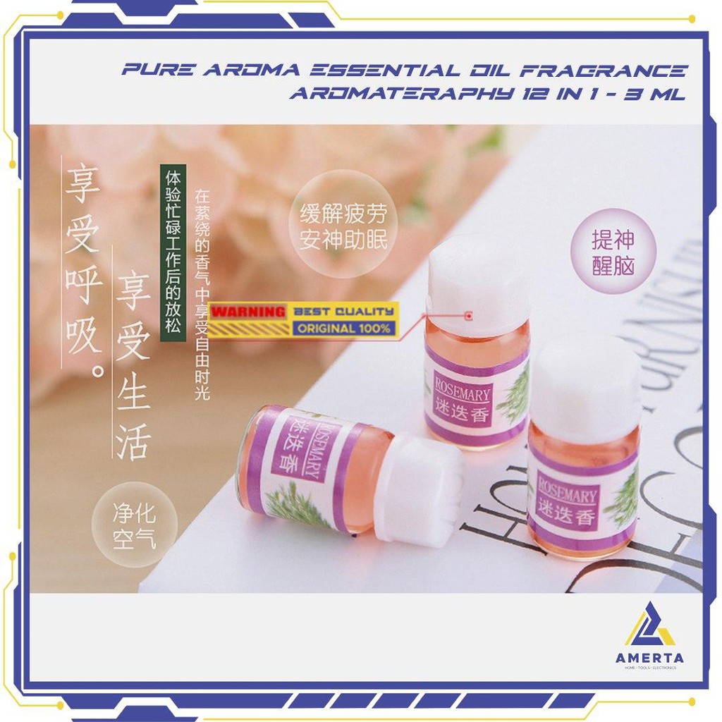 Taffware Pure Aroma Essential Fragrance Minyak Aromatherapy 3ml isi 12 pcs