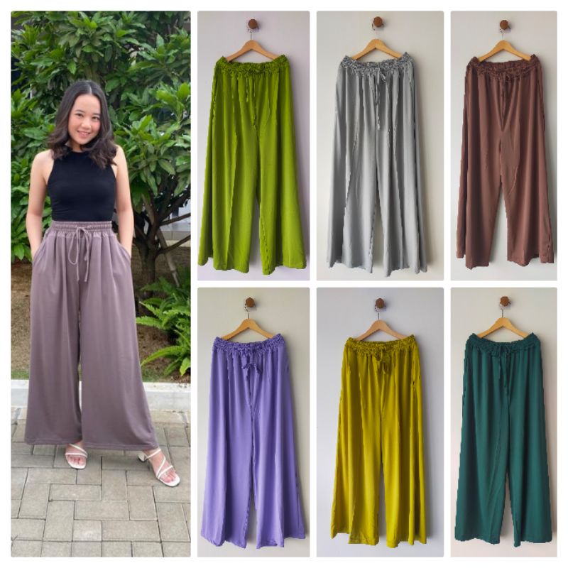 Celana Kulot Wanita Bahan Katun Jersey Premium - Size All Size Fit To XXL - QueenRiona Edition