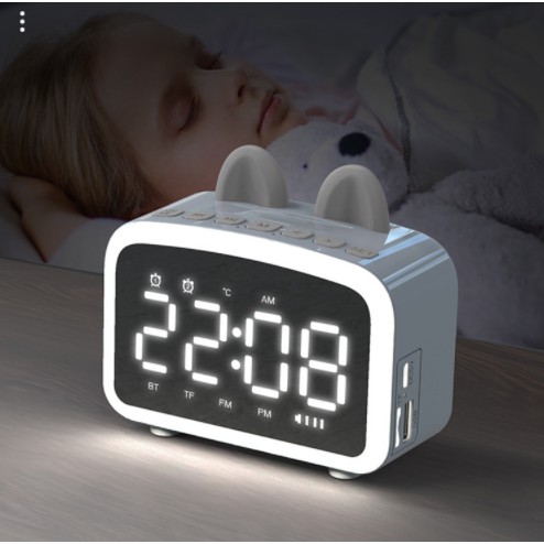 Speaker Bluetooth V 5.0 Mirror Clock Alarm Jam Weker/Beker Cermin