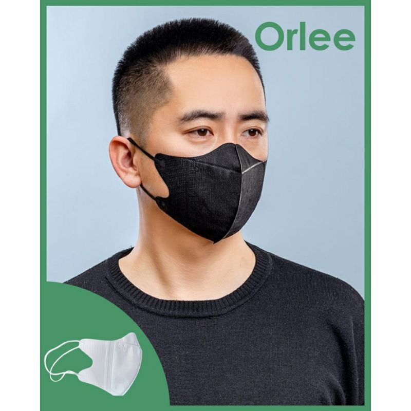 ORLEE MASKER DUCBILL PUTIH 3D EMBOS KEMENKES EARLOP NON HIJAB ISI 10PCS TALI KUAT TIDAK MUDAH PUTUS-Hitam
