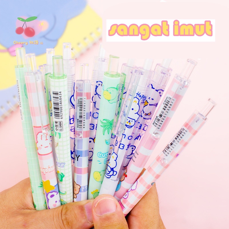 

Cherry· 0.5mm Pulpen Gel Mekanik Lucu Setelan /Pen Mekanik Setelan