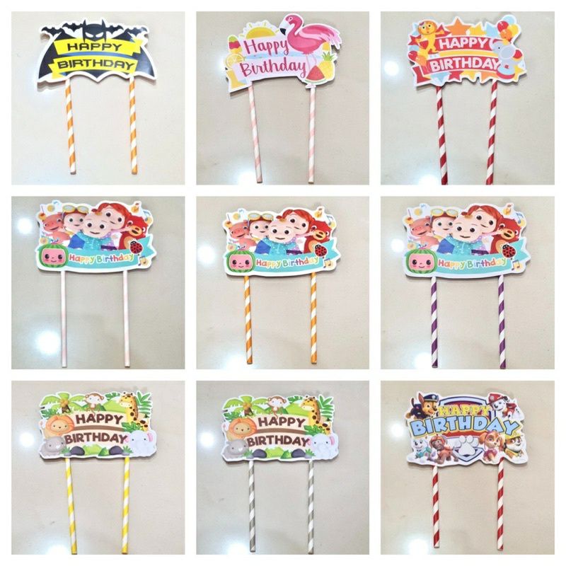 Cake Topper Karakter Happy Birthday Kertas