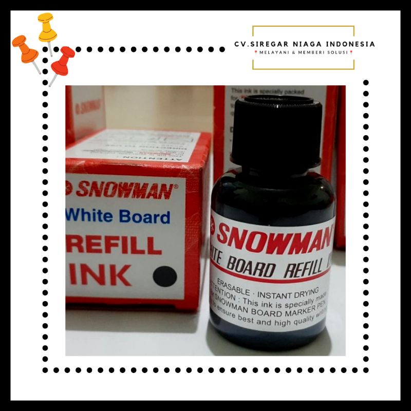 

(1 Pcs) Refill Ink / Isi Ulang Tinta Spidol Warna Hitam White Board Permanen Snowman