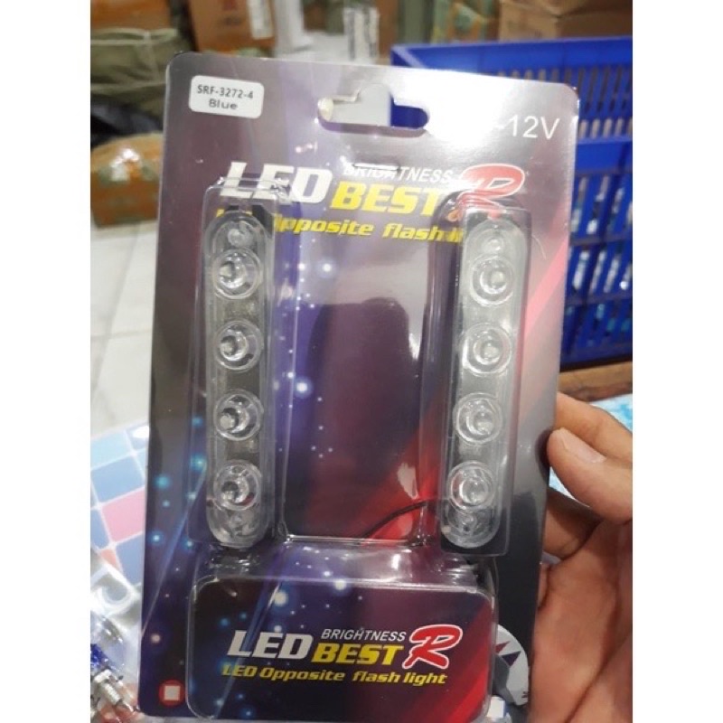 Lampu Kedip Lampu Kolong Blitz 4 Mata Kiri Kanan Biru Led Motor Mobil