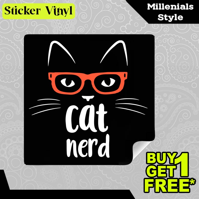 

Stiker Sticker Cat Nerd Gambar Unik Desain Keren dan Kekinian Aesthetic Bahan Vinyl Satuan Anti Air