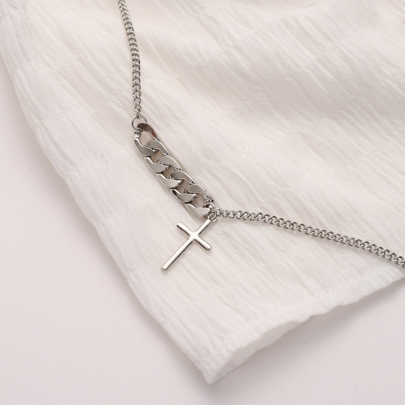 Kalung Rantai Liontin Salib Gaya Punk Hip Hop Korea Retro