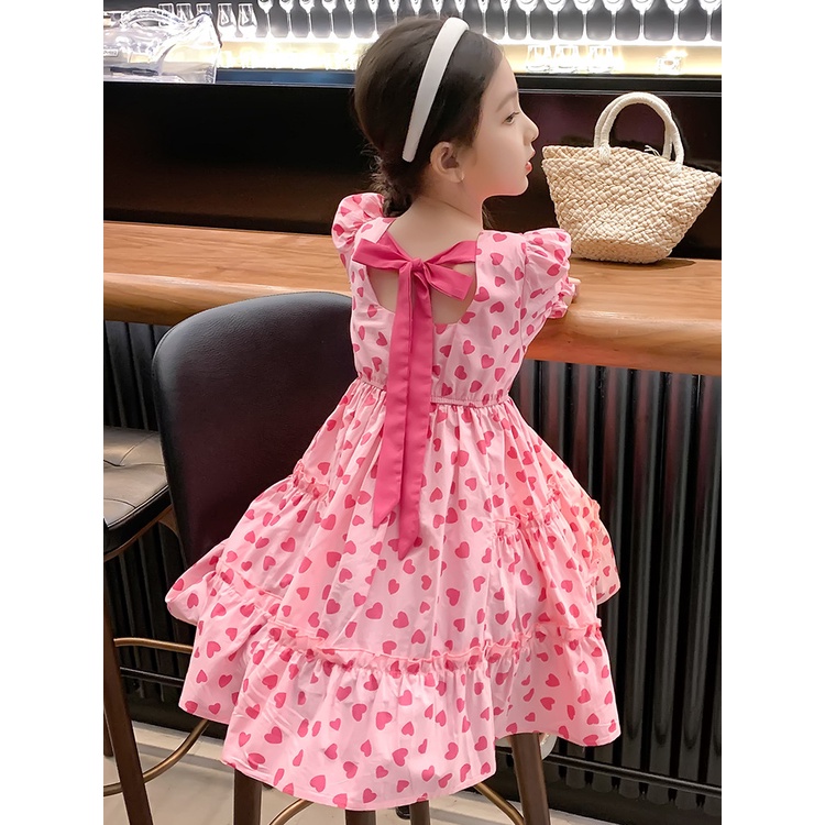 BAJUKIDDIE RIBBON HEART DRESS BAJU CASUAL ANAK CEWEK FASHION KOREA IMPORT KASUAL DAILY SUMMER