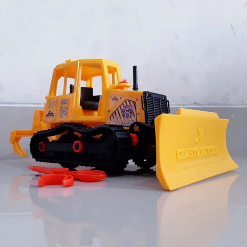 Mainan Truk Buldozer Murah Bongkar Pasang Kunci Obeng - Mobil Mobilan DIY Bulldozer