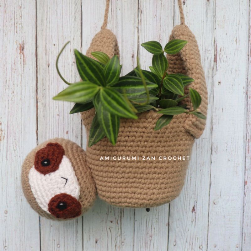 cover pot, wadah rajut lucu serbaguna model gantung