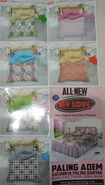 Bedcover My Love King FLAT 180x200 cm Tinggi 30 cm Katun Kualitas Premium