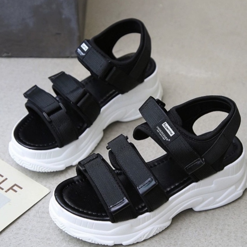 Sandal Tali Gunung Wanita Korea Sepatu Sendal Jepit Japit Kekinian Hitam Putih Khas Gaya Perempuan K