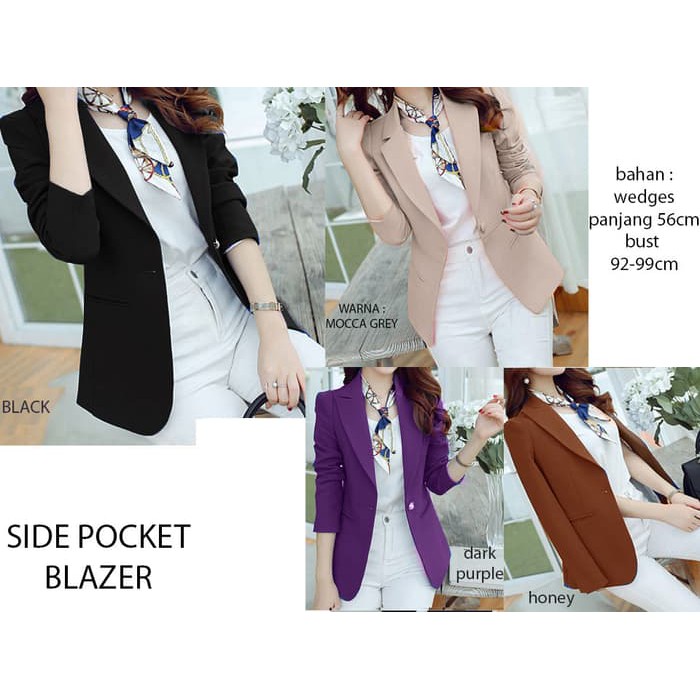 BLAZER HITAM LENGAN PANJANG WANITA / JAS KERJA KANTORAN FORMAL WANITA