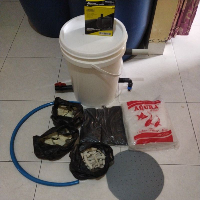 Ember bio filter kolam ikan koi paket komplit mesin plus media