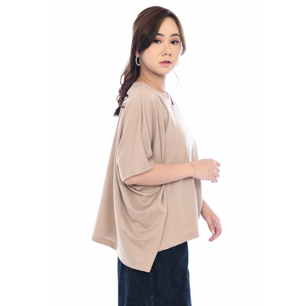 Yoenik Apparel Oversize Two Tone Colour Khaki - Black M13960 R43S4 - Atasan Wanita Blouse Oversize Baju Two Tone-3