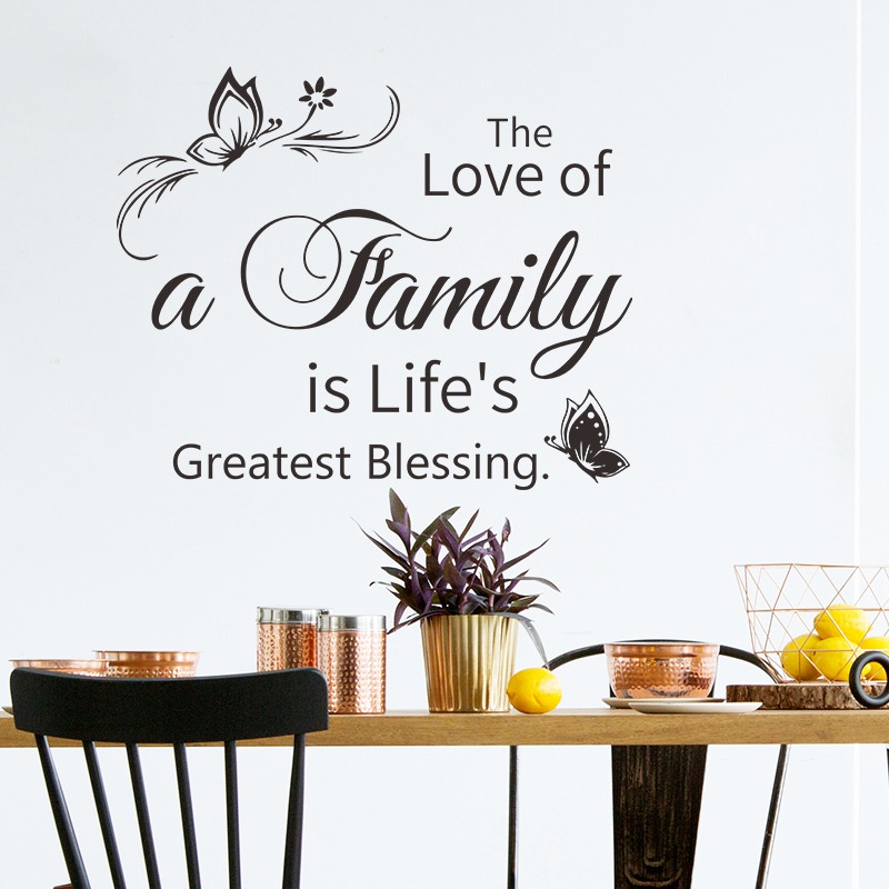 Stiker Dinding Desain Slogan Love of a Family Gaya Modern Untuk Dekorasi Kamar Tidur