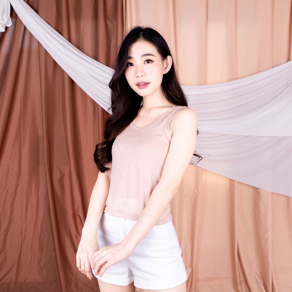 TANGTOP / TANKTOP / TANK TOP Tali Besar L / SINGLET-CREAM  L